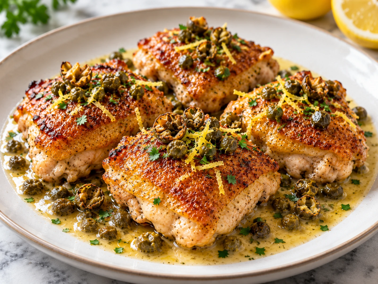 Pollo ai capperi croccanti e limone