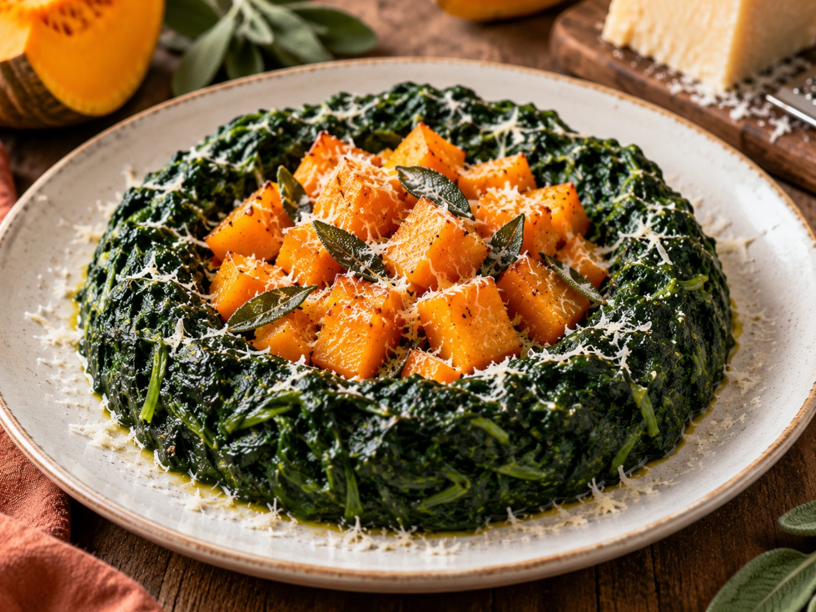 Ricetta Anello di Spinaci con Zucca