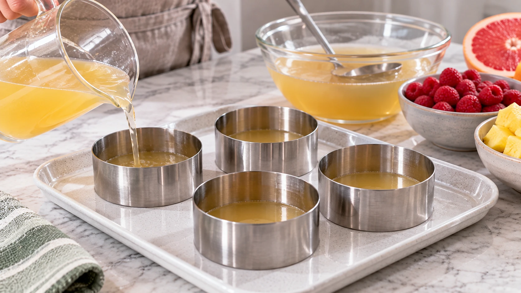 Step 5 - Aspic Dolce ai Lamponi con Ananas e Pompelmo Rosa