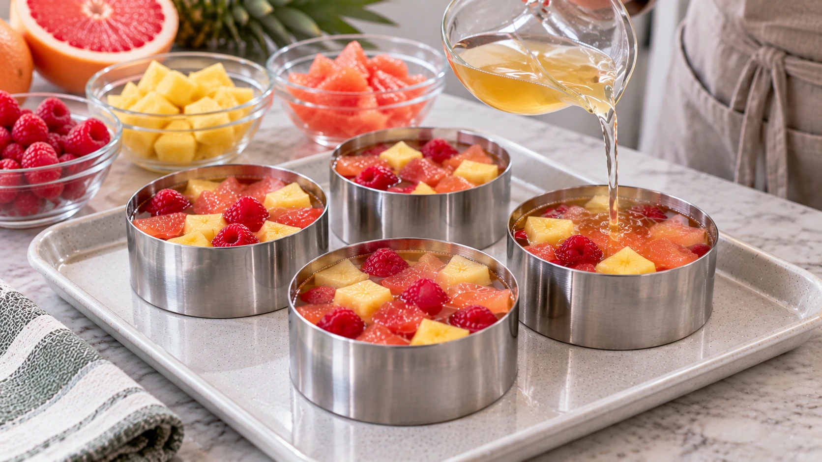Step 7 - Aspic Dolce ai Lamponi con Ananas e Pompelmo Rosa