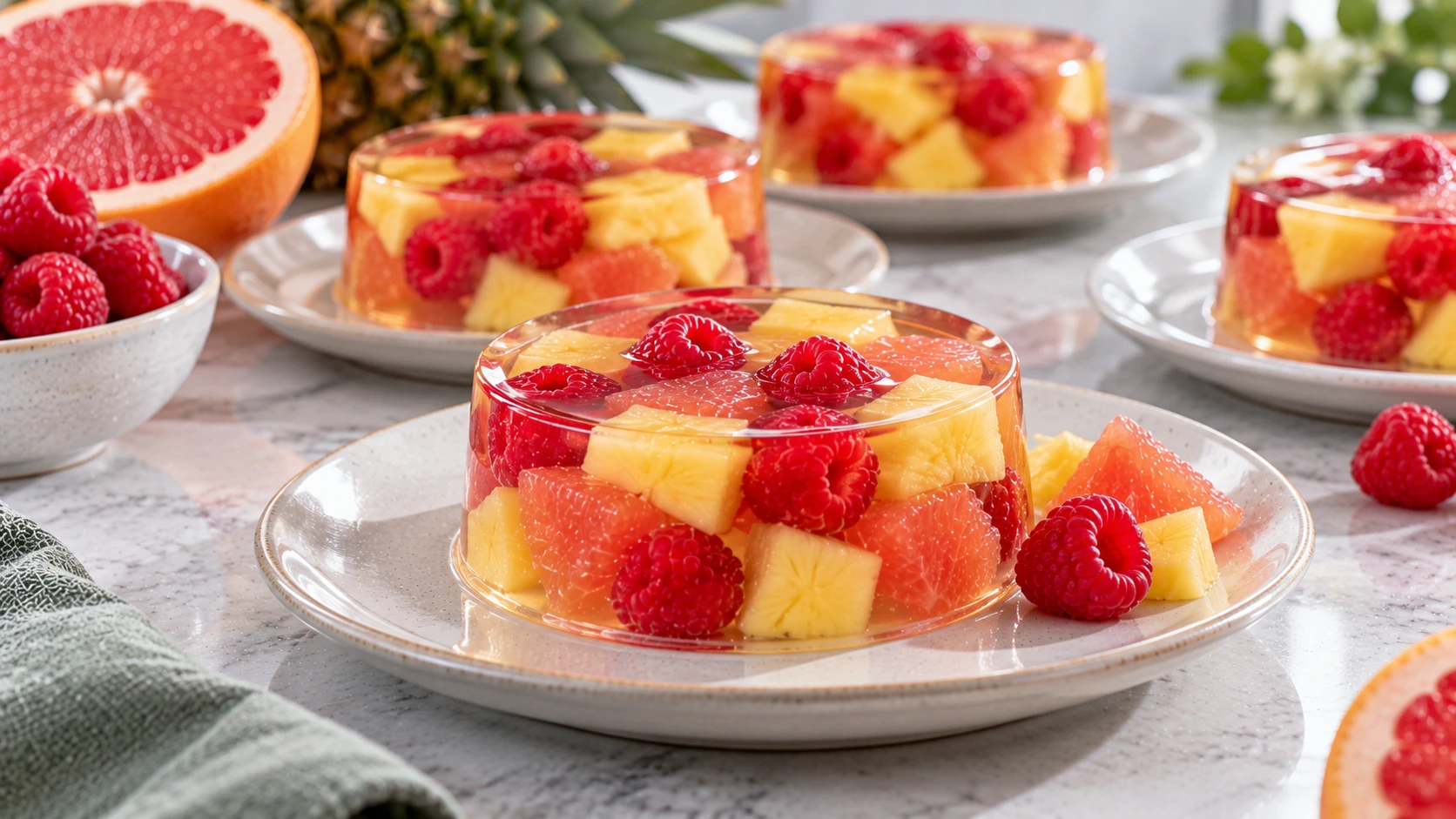 Step 9 - Aspic Dolce ai Lamponi con Ananas e Pompelmo Rosa