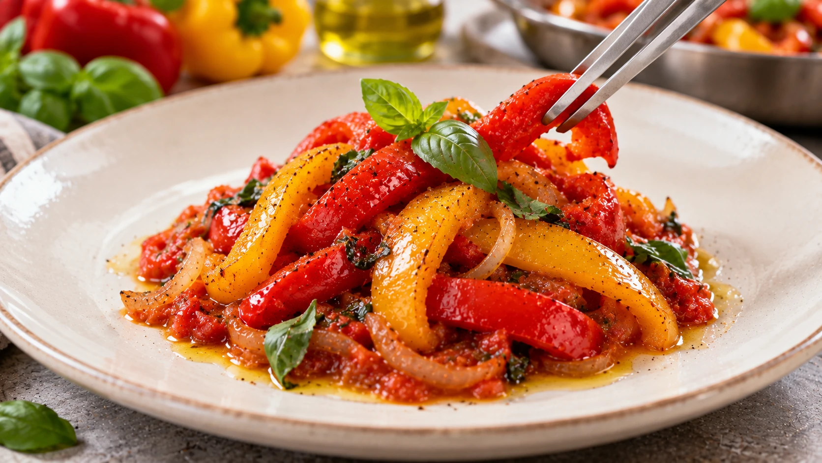 Step 8 - Peperonata Mediterranea in Rosso e Oro