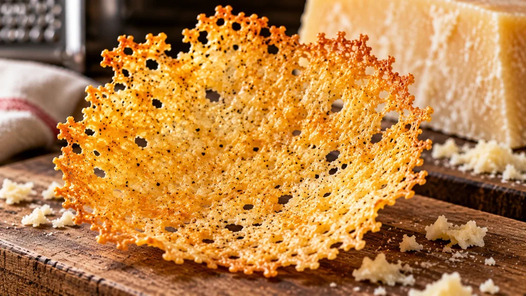 Cialda di Parmigiano croccante, sottile e dorata