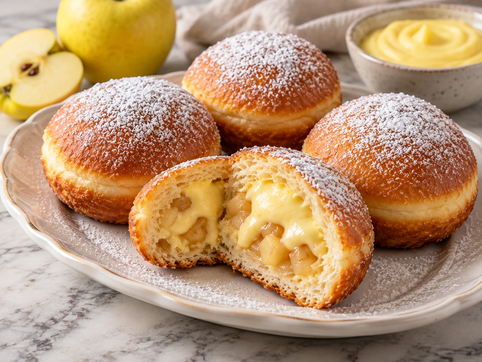 Krapfen con le Mele e Crema Pasticcera