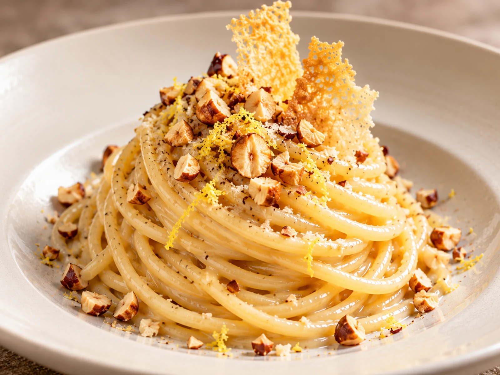 Pasta al Burro Gourmet con Parmigiano, Nocciole Tostate e Limone