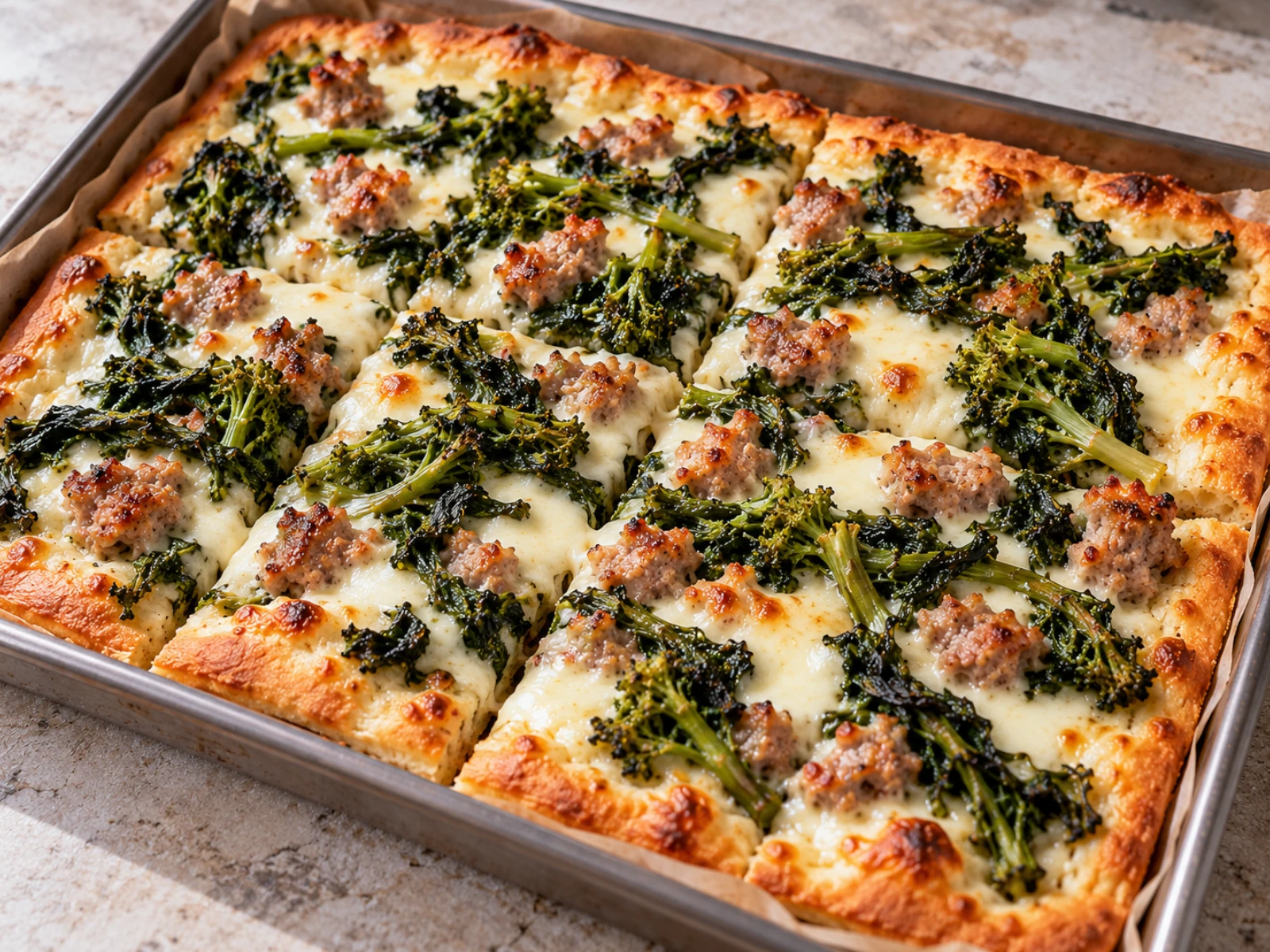 Pizza Salsiccia e Friarielli Fatta in Casa con Mozzarella Abbondante