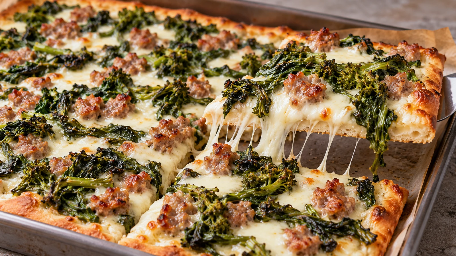 Pizza Salsiccia e Friarielli Fatta in Casa con Mozzarella Abbondante