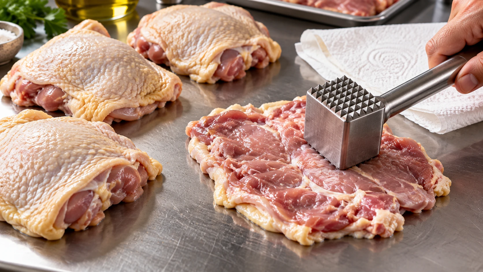 Step 1 - Scrigno di Pollo Dorato con Cuore di Salsiccia e Olive Verdi