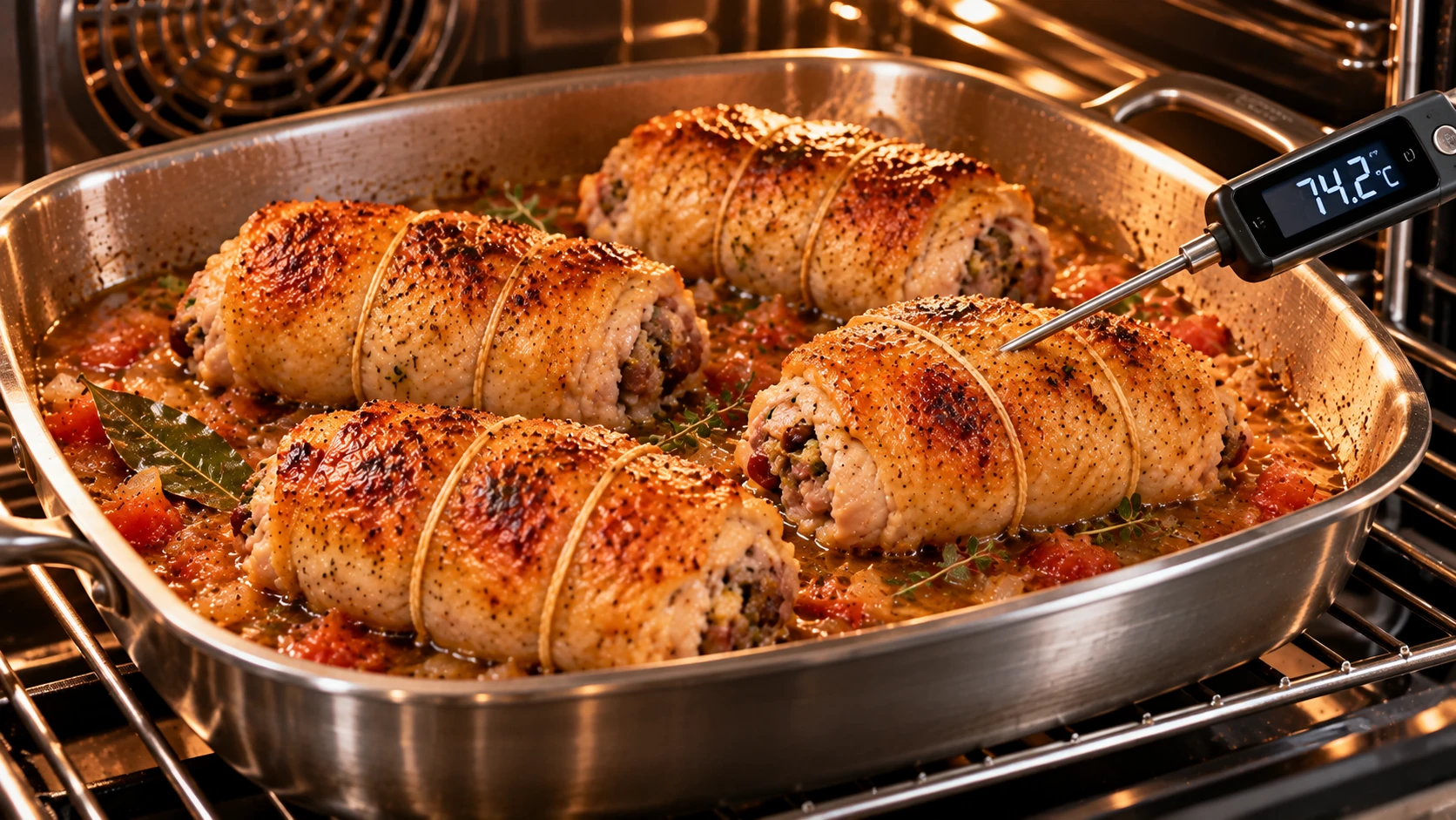 Step 8 - Scrigno di Pollo Dorato con Cuore di Salsiccia e Olive Verdi