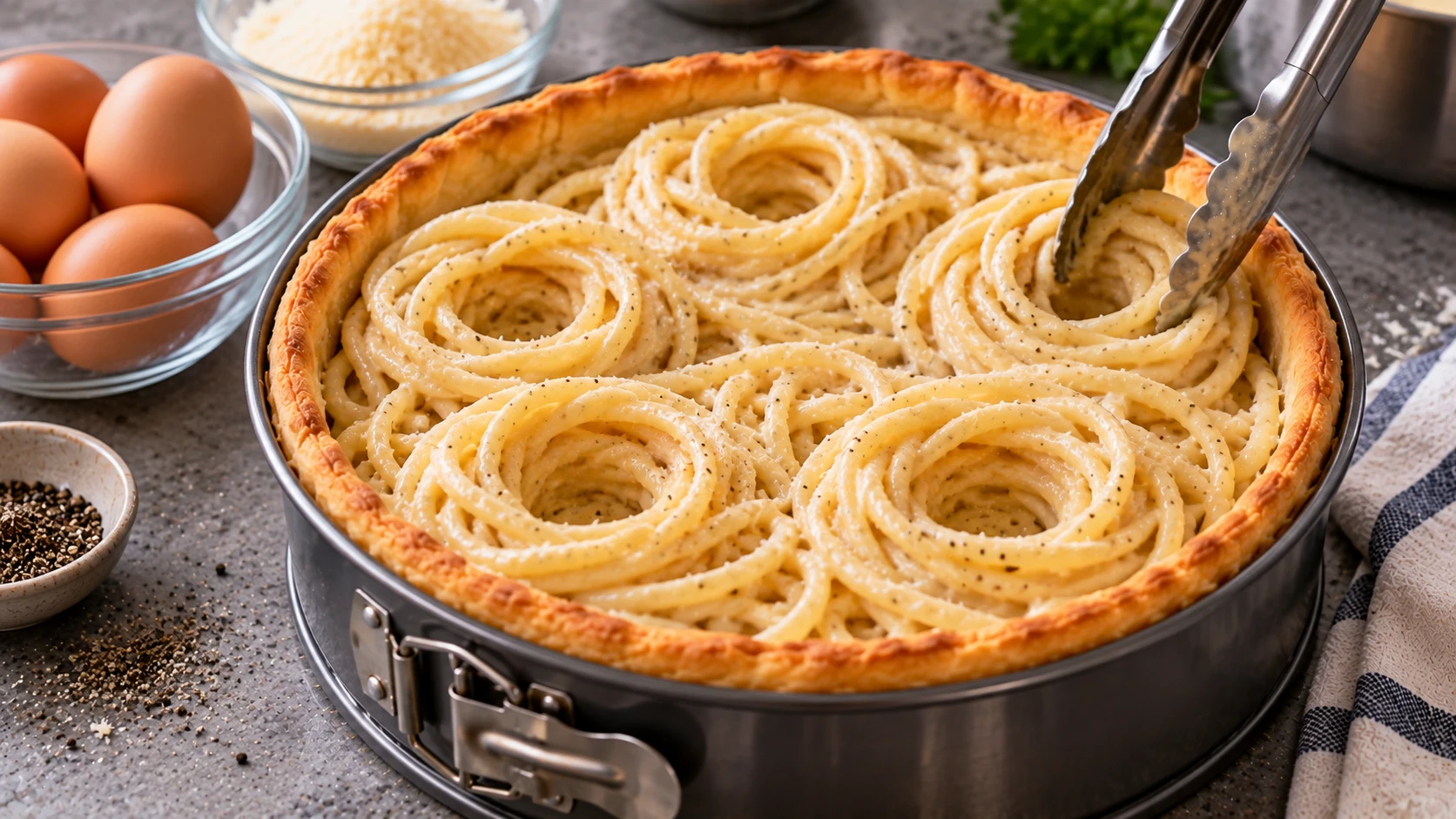 Step 7 - Timballo di Pasta Croccante con Bucatini, Besciamella e Uovo dal Cuore Morbido